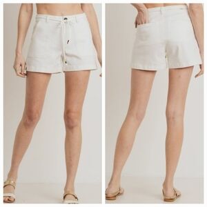 NWT $60 L.T.J Letter to Juliet High Rise Chino Shorts, Small Off White